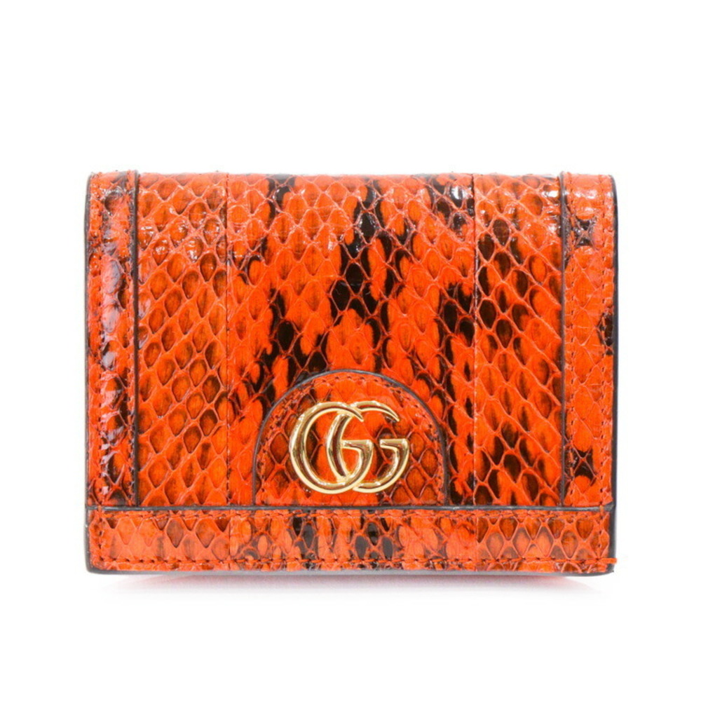 Gucci Orange Python GG Compact Wallet Ophidia